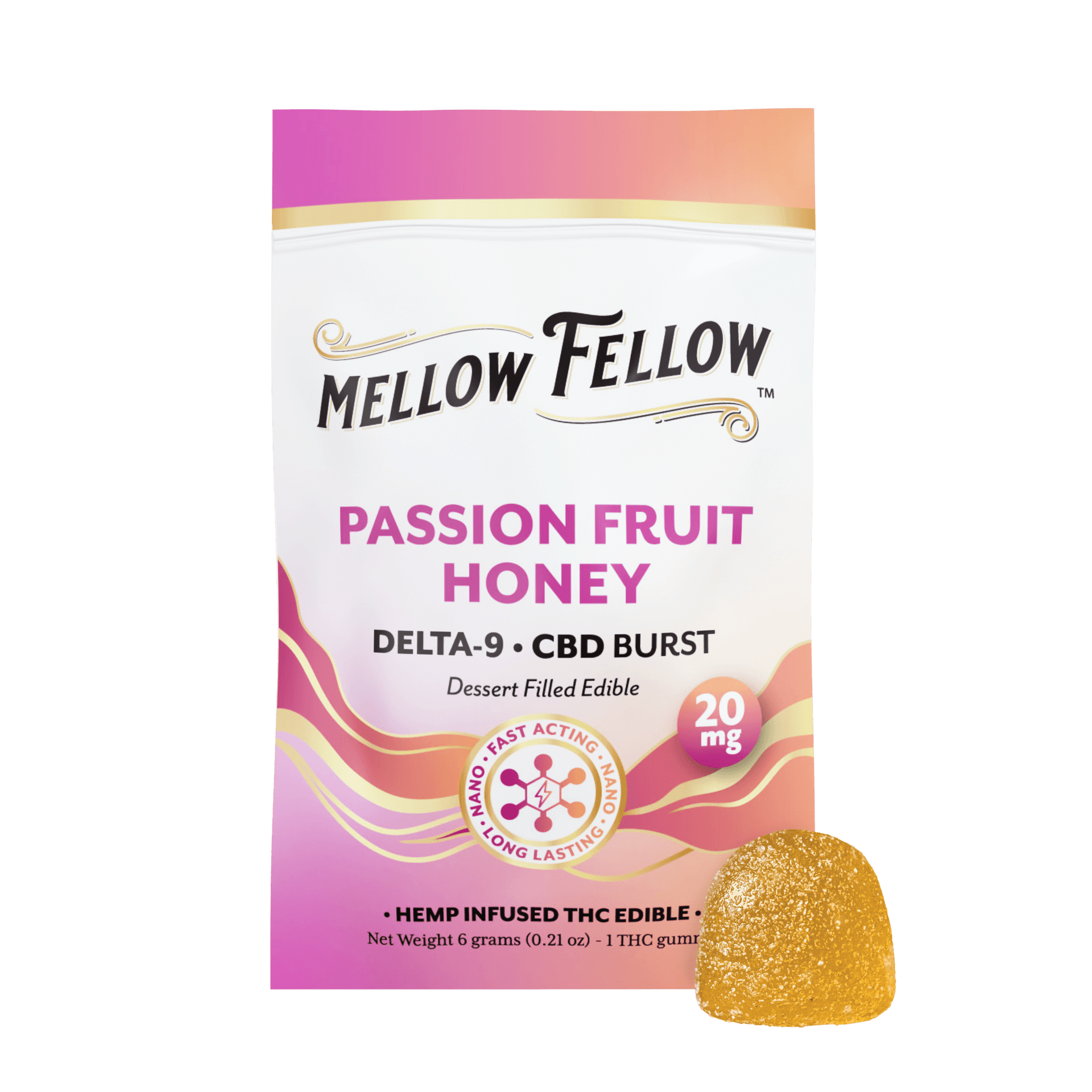 Delta 9 CBD Burst Nano Gummy 20mg - Passion Fruit Honey