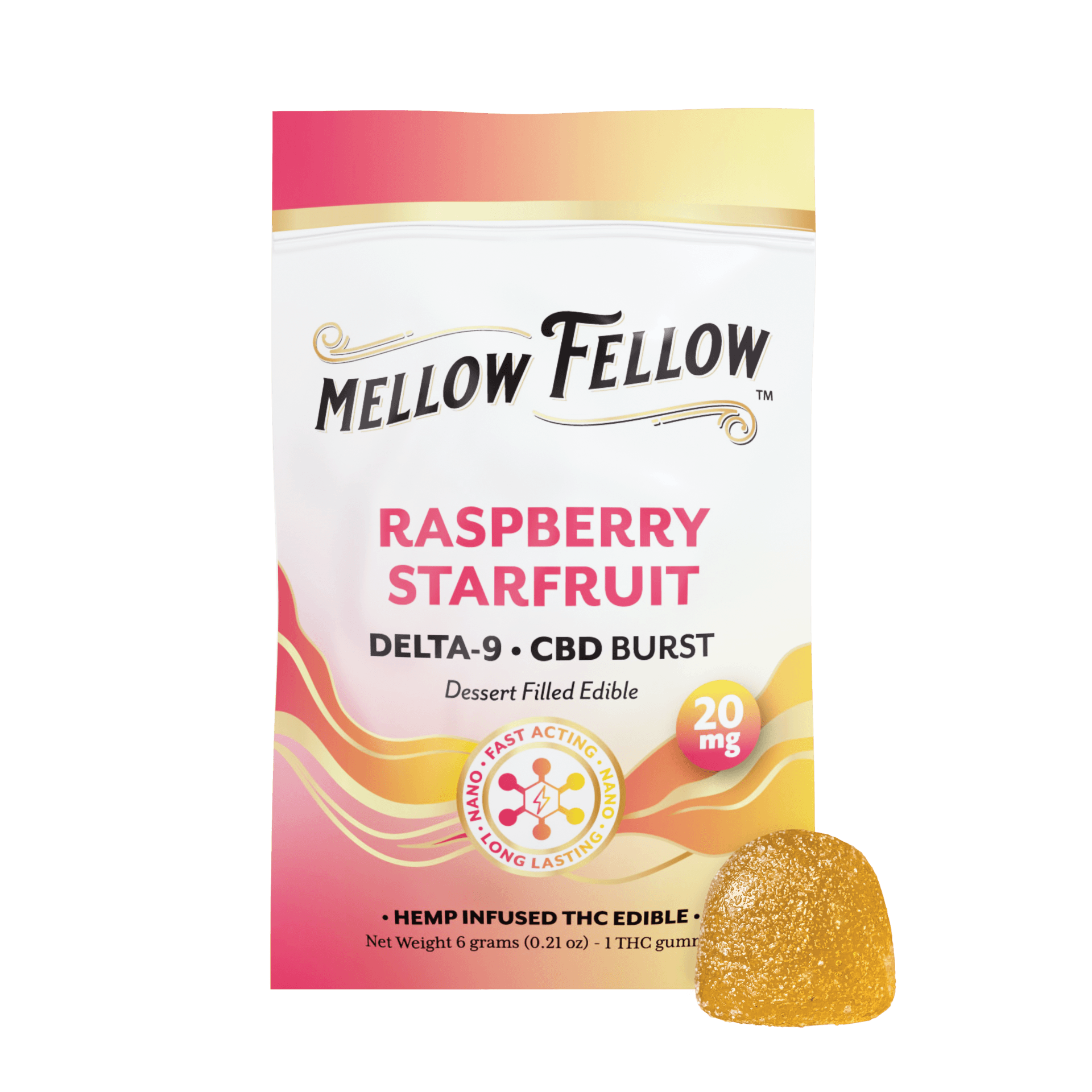 Delta 9 CBD Burst Nano Gummy 20mg Sachet - Raspberry Starfruit